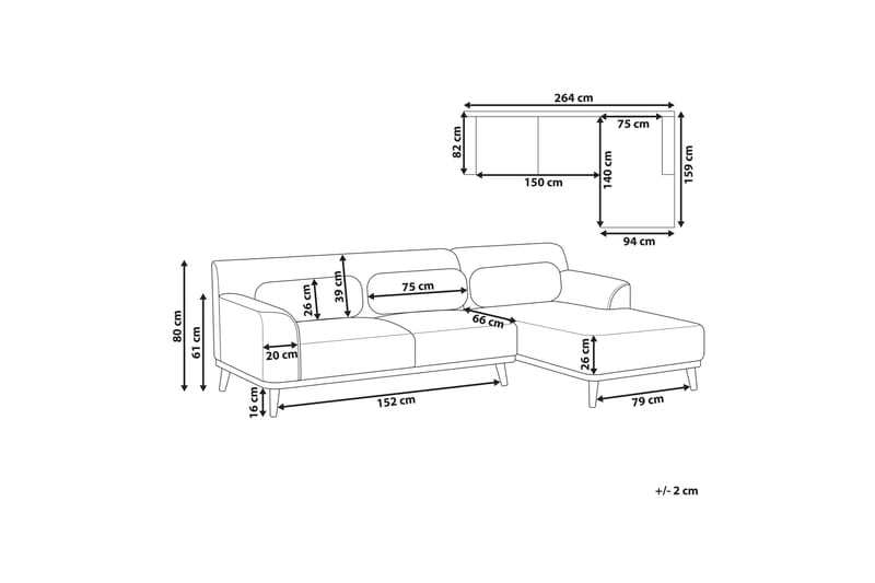 Bree Hjørnesofa 3-personers - Grøn/Lyst træ - Møbler - Sofaer - Hjørnesofa