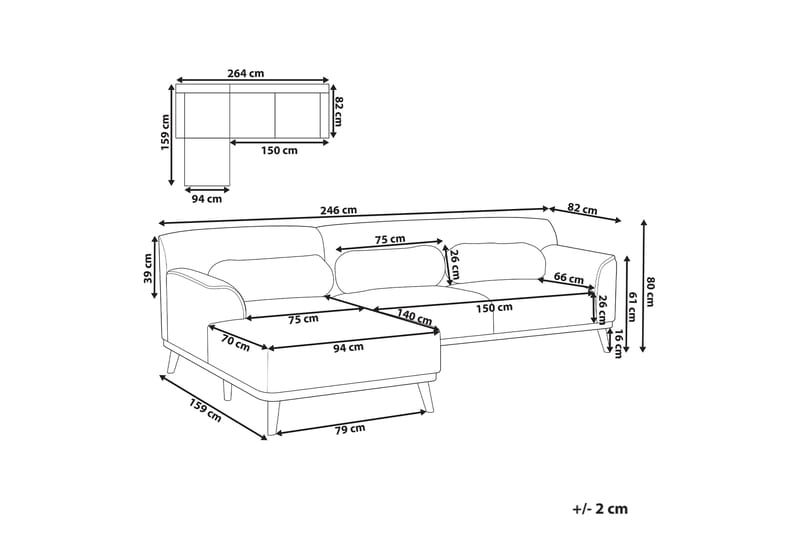 Bree Hjørnesofa 3-personers - Beige/Lyst træ - Møbler - Sofaer - Hjørnesofa