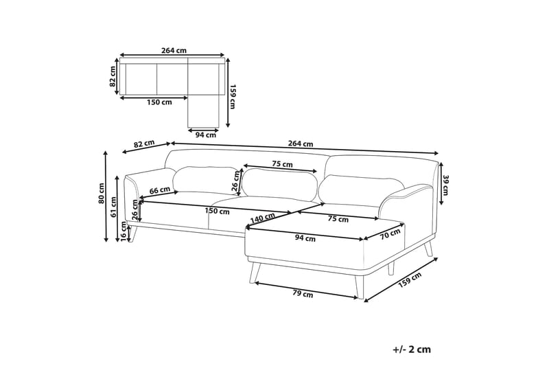 Bree Hjørnesofa 3-personers - Beige/Lyst træ - Møbler - Sofaer - Hjørnesofa