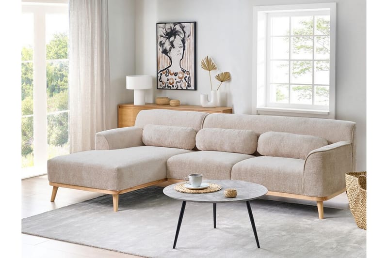 Bree Hjørnesofa 3-personers - Beige/Lyst træ - Møbler - Sofaer - Hjørnesofa