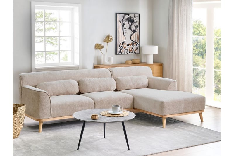 Bree Hjørnesofa 3-personers - Beige/Lyst træ - Møbler - Sofaer - Hjørnesofa