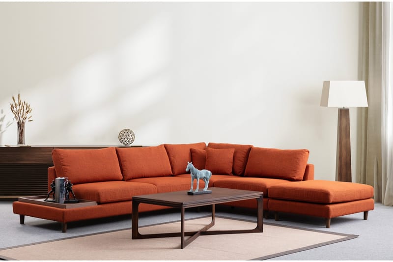 Brigid 4-personers Sofa med Chaiselong - Orange - Møbler - Sofaer - Sofa med chaiselong