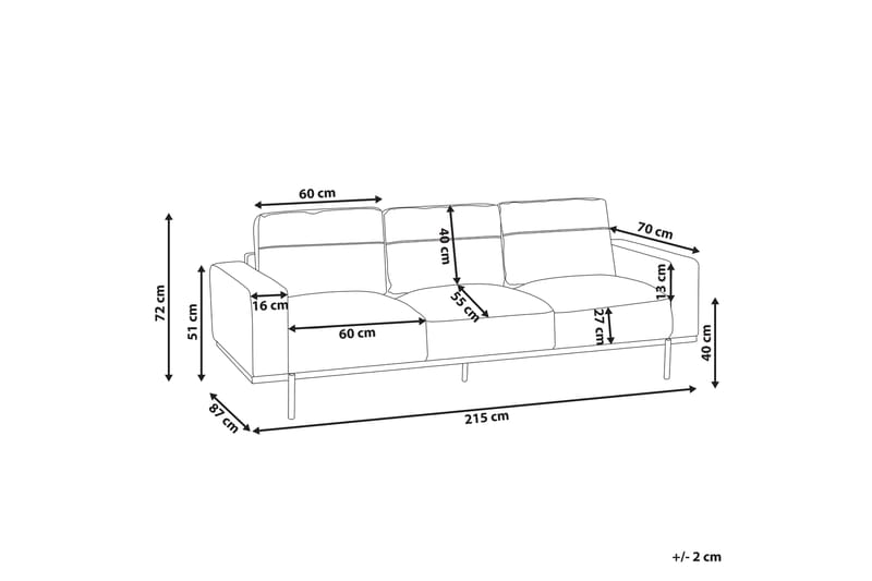 Bruna Sofa 3-personers - Hvid/Sort - Møbler - Sofaer - 3 personers sofa