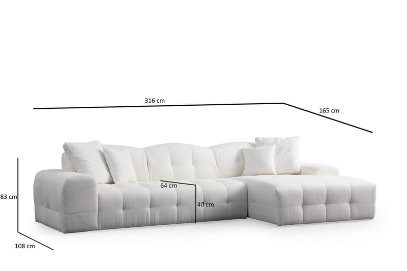 Buddy 4-personers Sofa med Chaiselong - Hvid - Møbler - Sofaer - Sofa med chaiselong