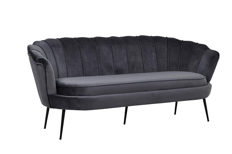 Calais 3-personers Sofa Fløjl - Mørkegrå - Møbler - Sofaer - 3 personers sofa