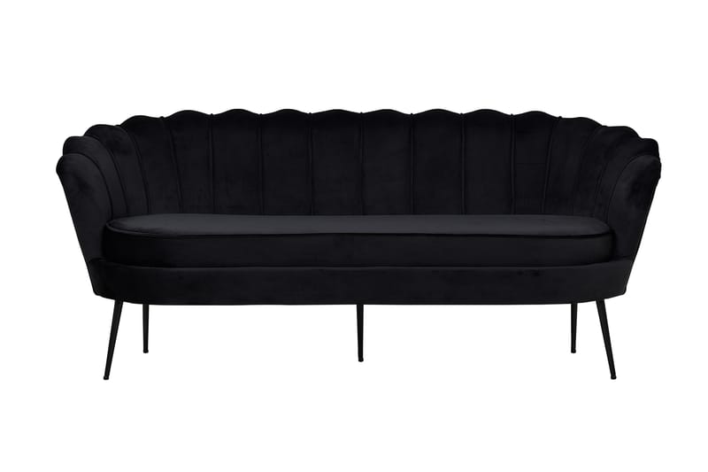 Calais 3-personers Sofa Fløjl - Sort - Møbler - Sofaer - 3 personers sofa