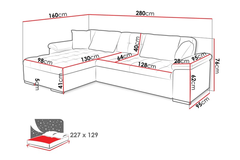 Camior Sofa med Divan 3-personers - Grøn - Møbler - Sofaer - Sofa med chaiselong