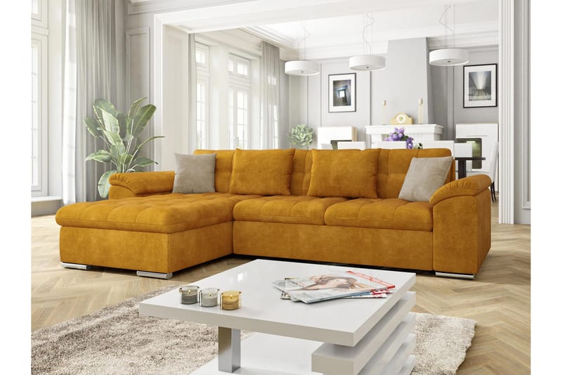 Camior Sofa med Divan 3-personers - Gul/Beige - Møbler - Sofaer - Sofa med chaiselong