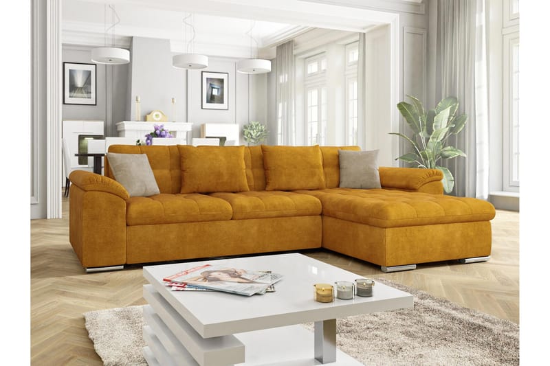 Camior Sofa med Divan 3-personers - Gul/Beige - Møbler - Sofaer - Sofa med chaiselong