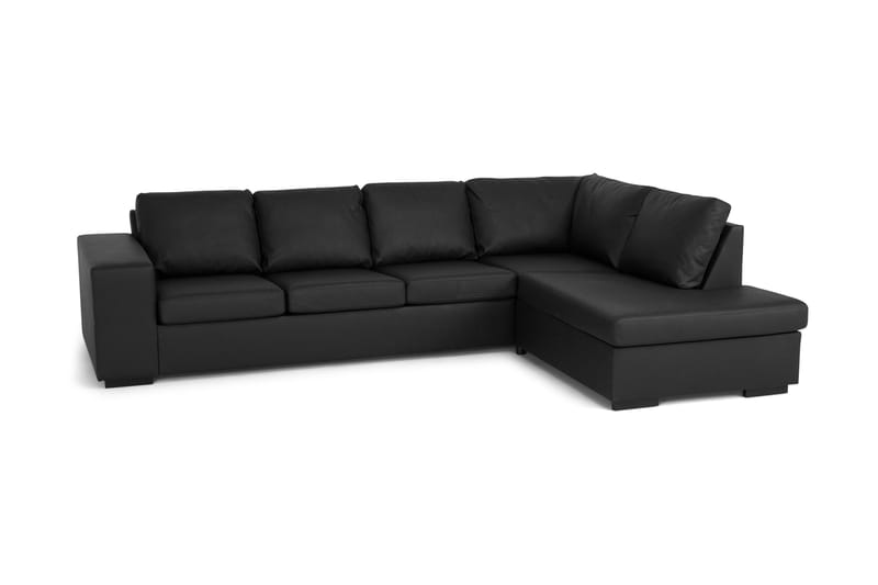 Memphis 3-Personer med Chaiselong Large Højre Kunstlæder - Sort - Møbler - Sofaer - Sofa med chaiselong - 3 personers sofa med chaiselong