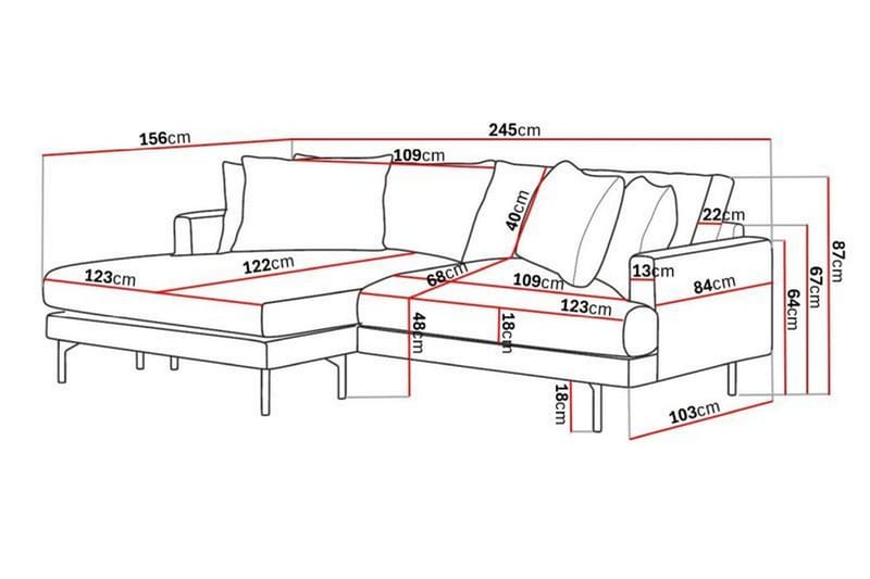 Menard 3-pers Chaiselongsofa - Mørkegrå - Møbler - Sofaer - Sofa med chaiselong - 3 personers sofa med chaiselong