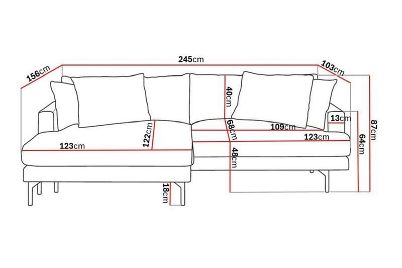 Menard 3-pers Chaiselongsofa - Mørkegrå - Møbler - Sofaer - Sofa med chaiselong - 3 personers sofa med chaiselong