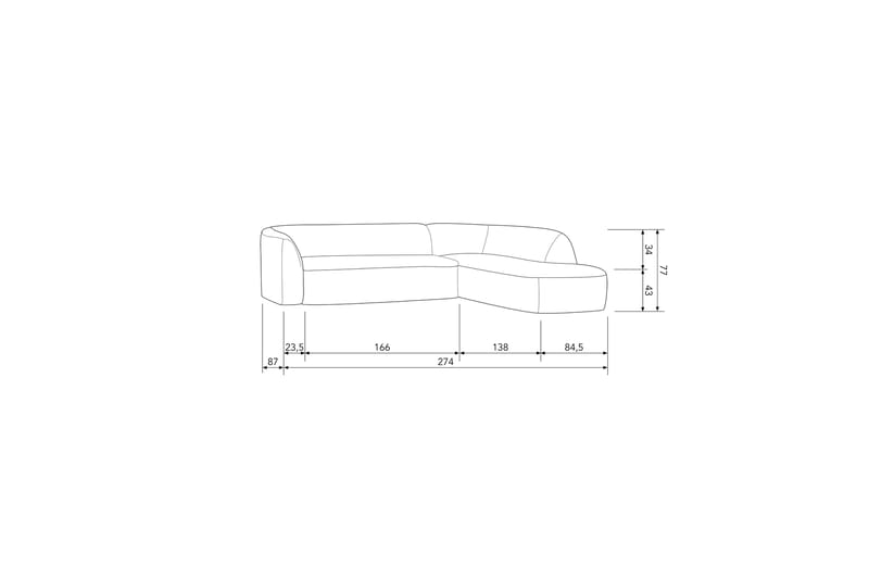 Mooli Sofa med Chaiselong 3-personers - Lysebrun - Møbler - Sofaer - Sofa med chaiselong - 3 personers sofa med chaiselong