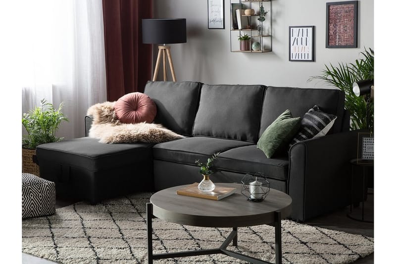 Nesna Hjørnesofa 228 cm - Sort - Møbler - Sofaer - Sofa med chaiselong - 3 personers sofa med chaiselong