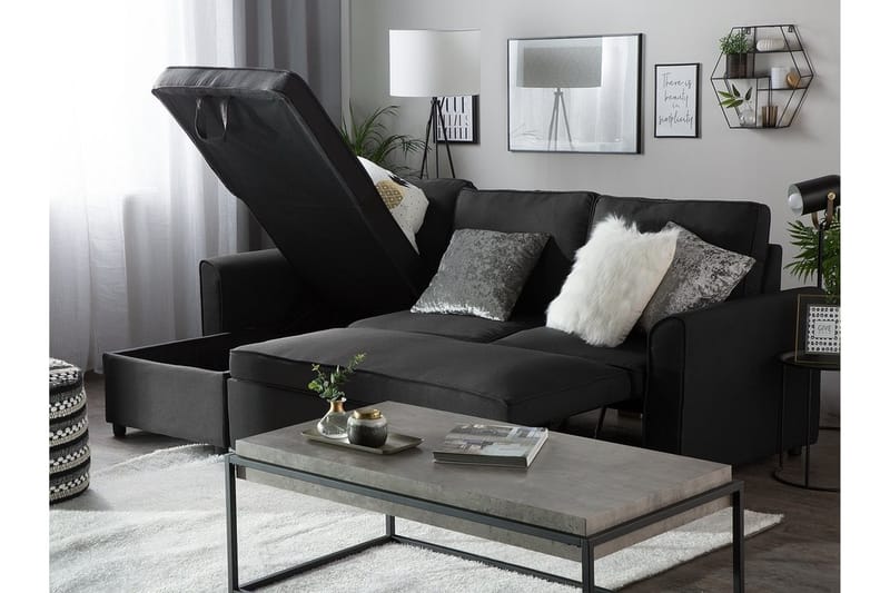 Nesna Hjørnesofa 228 cm - Sort - Møbler - Sofaer - Sofa med chaiselong - 3 personers sofa med chaiselong