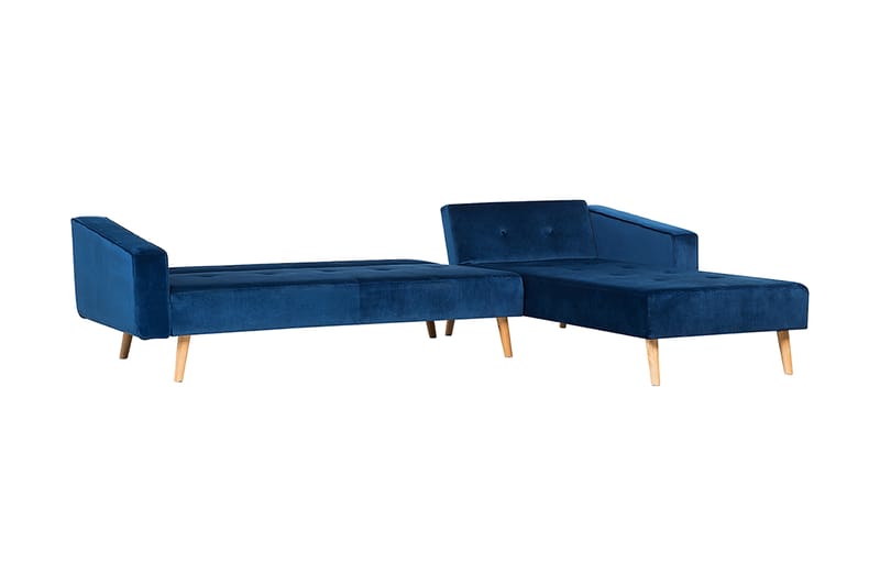 Arrika hjørnesofa venstre velour - Blå - Møbler - Sofaer - Sofa med chaiselong - 4 personers sofa med chaiselong