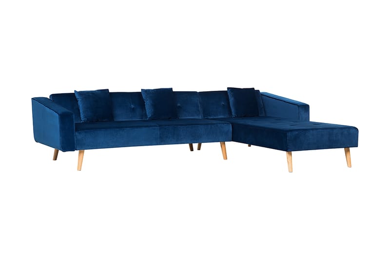 Arrika hjørnesofa venstre velour - Blå - Møbler - Sofaer - Sofa med chaiselong - 4 personers sofa med chaiselong