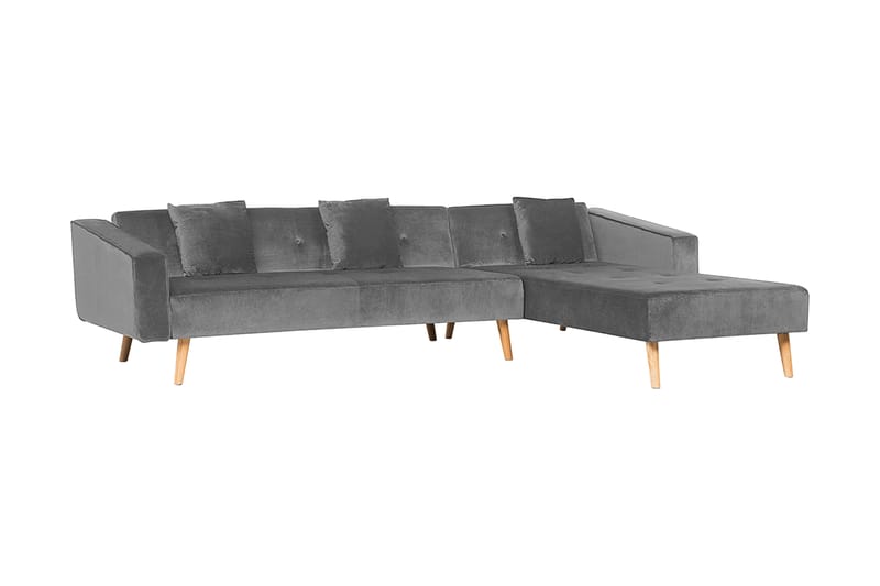 Arrika hjørnesofa venstre velour - Grå - Møbler - Sofaer - Sofa med chaiselong - 4 personers sofa med chaiselong