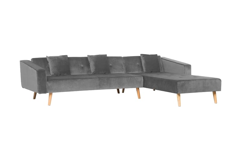 Arrika hjørnesofa venstre velour - Grå - Møbler - Sofaer - Sofa med chaiselong - 4 personers sofa med chaiselong