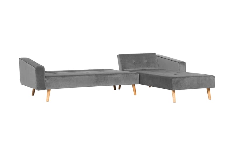 Arrika hjørnesofa venstre velour - Grå - Møbler - Sofaer - Sofa med chaiselong - 4 personers sofa med chaiselong