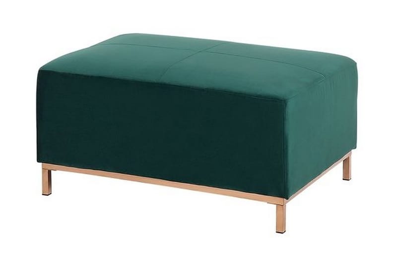 Dugard Hjørnesofa Højre + Fodskammel - Grøn/Velour - Møbler - Sofaer - Sofa med chaiselong - 4 personers sofa med chaiselong