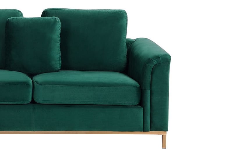 Dugard Hjørnesofa Højre + Fodskammel - Grøn/Velour - Møbler - Sofaer - Sofa med chaiselong - 4 personers sofa med chaiselong