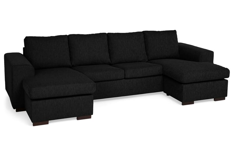 Link Dobbelt Chaiselongsofa 4-pers - Sort - Sofa med chaiselong - 4 personers sofa med chaiselong