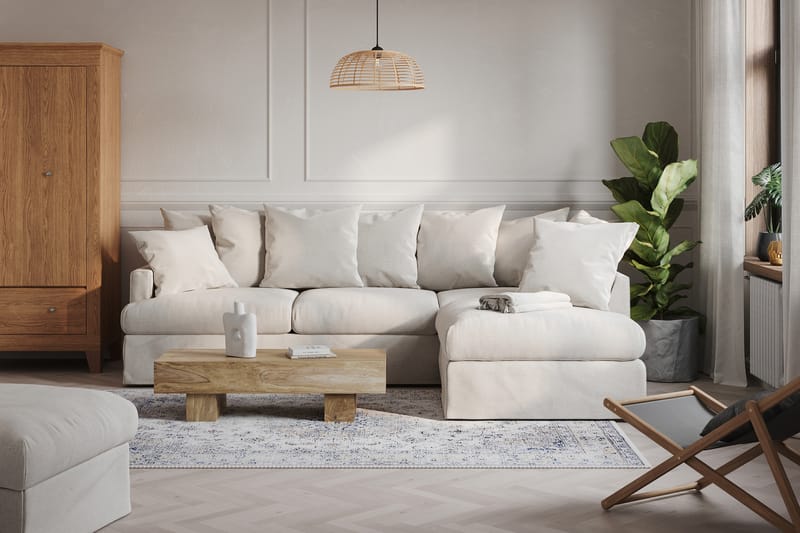 Menard 4-personers Sofa med Chaiselong Højre Vaskbart & aftageligt betræk - Beige - Møbler - Sofaer - Sofa med chaiselong - 4 personers sofa med chaiselong