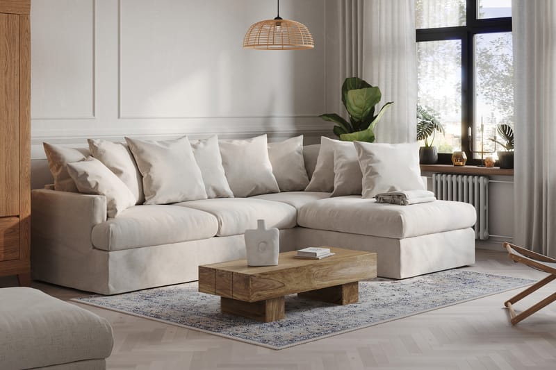 Menard 4-personers Sofa med Chaiselong Højre Vaskbart & aftageligt betræk - Beige - Møbler - Sofaer - Sofa med chaiselong - 4 personers sofa med chaiselong