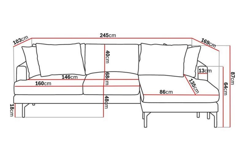 Menard 4-pers Chaiselongsofa - Lilla - Møbler - Sofaer - Sofa med chaiselong - 4 personers sofa med chaiselong