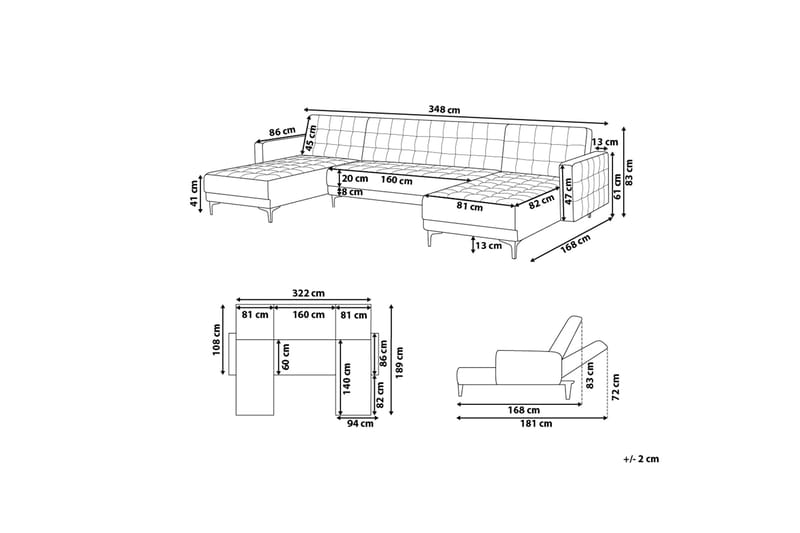 Aberdeen sovesofa 348 cm - Lyserød - Møbler - Sofaer - Sofa med chaiselong