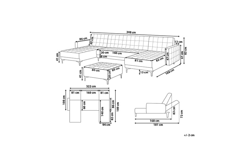 Aberdeen sovesofa 348 cm - Lyserød - Møbler - Sofaer - Sofa med chaiselong