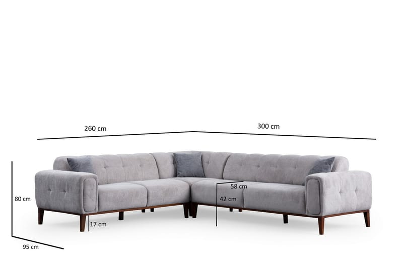 Adelphe 4-personers Sofa med Chaiselong - Lysegrå - Møbler - Sofaer - Sofa med chaiselong