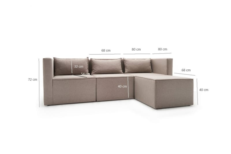 Albania Lina Modulsofa med Chaiselong - Cremehvid - Sofa med chaiselong - 4 personers sofa med chaiselong