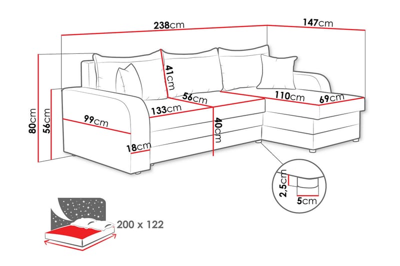 Alvared Sofa med Divan 3-seter - Beige - Møbler - Sofaer - Sofa med chaiselong