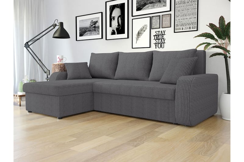 Alvared Sofa med Divan 3-seter - Mørk grå - Møbler - Sofaer - Sofa med chaiselong