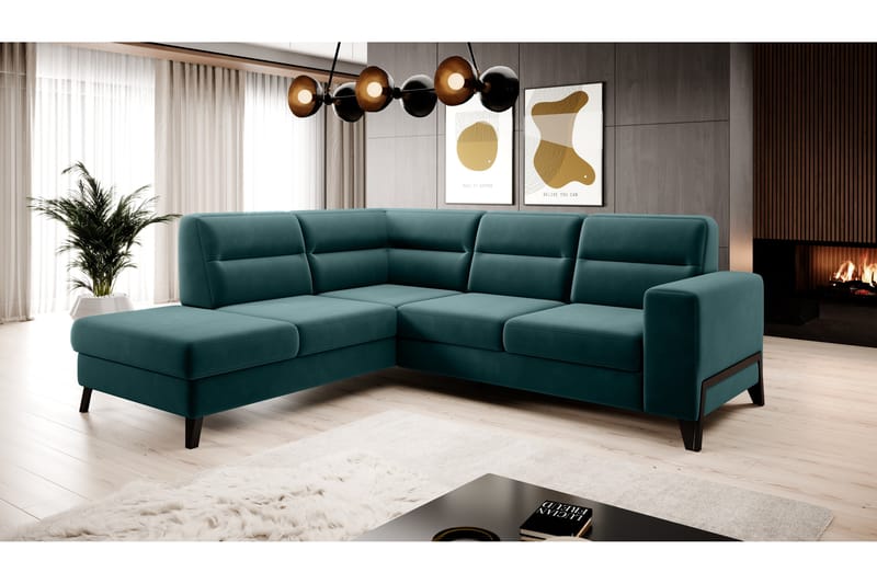 Anglika Sofa m. Chaiselong 4-Pers. - Turkis - Møbler - Sofaer - Sofa med chaiselong