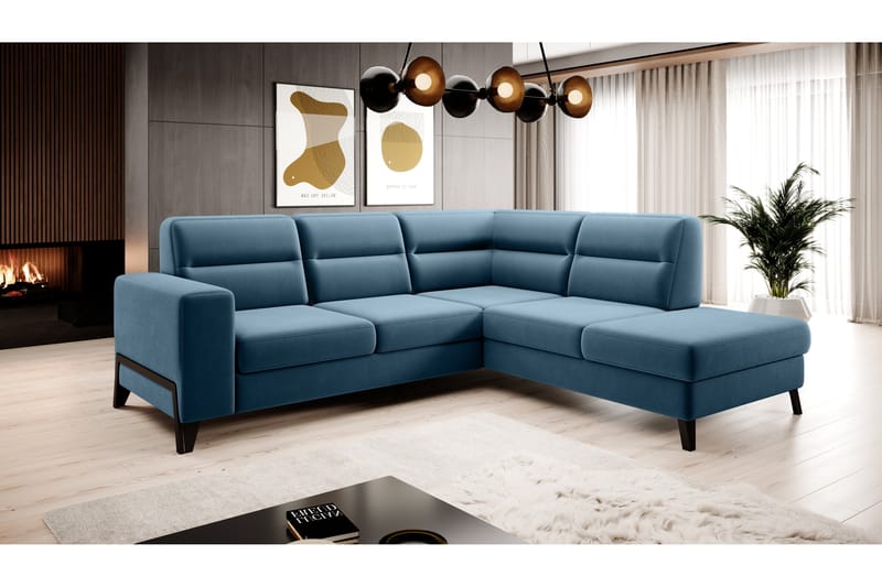 Anglika Sofa m. Chaiselong 4-Pers. - Blå - Møbler - Sofaer - Sofa med chaiselong