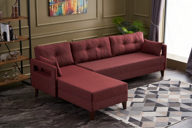 Angola Sofa m. Chaiselong 4-Pers. - Rød - Møbler - Sofaer - Sofa med chaiselong