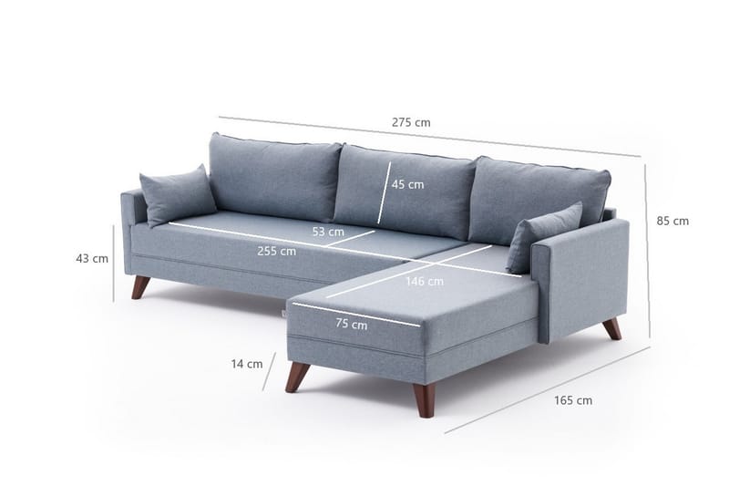 Antigua Chaiselongsofa Venstre - Blå/Brun - Møbler - Sofaer - Sofa med chaiselong