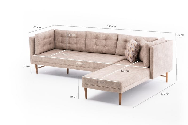 Bosnia Sofa m. Chaiselong 4-Pers. - Cream - Møbler - Sofaer - Sofa med chaiselong