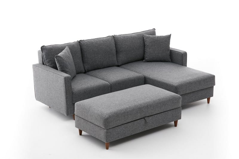 Braneles Sofa med Chaiselong 4-personers - Grå - Møbler - Sofaer - Sofa med chaiselong