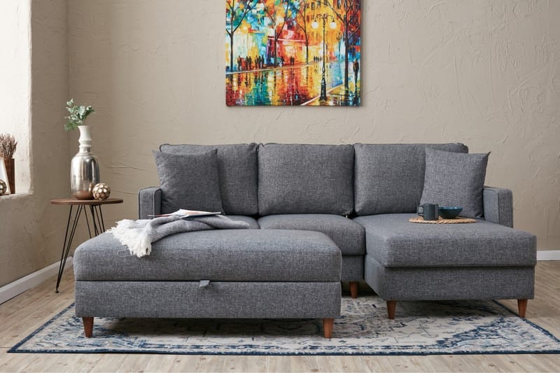 Braneles Sofa med Chaiselong 4-personers - Grå - Møbler - Sofaer - Sofa med chaiselong