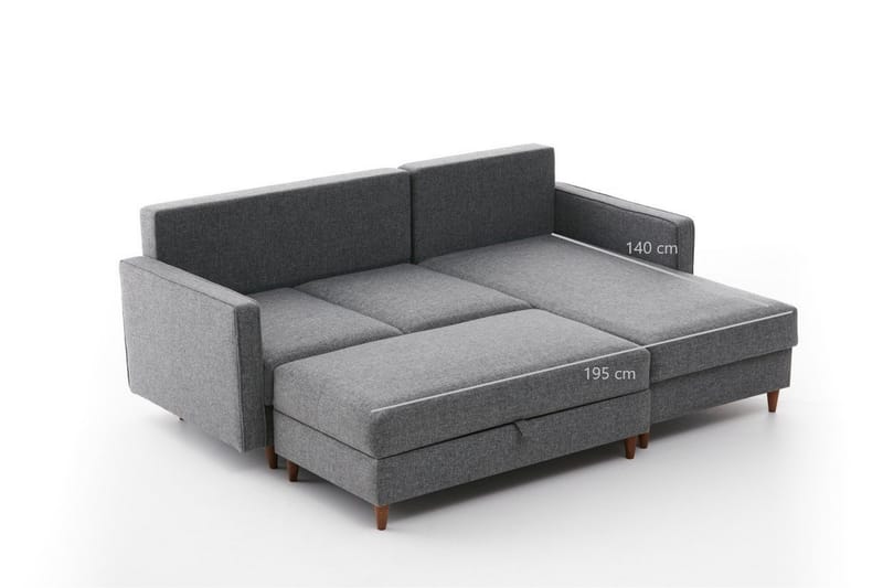 Braneles Sofa med Chaiselong 4-personers - Grå - Møbler - Sofaer - Sofa med chaiselong