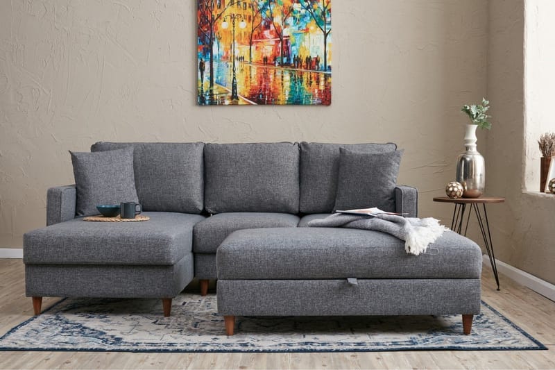 Braneles Sofa med Chaiselong 4-personers - Grå - Møbler - Sofaer - Sofa med chaiselong