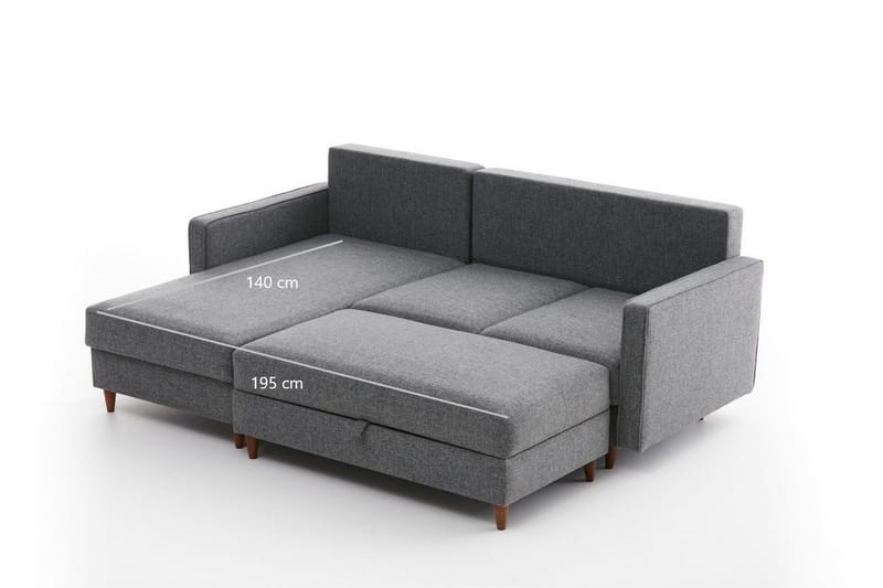 Braneles Sofa med Chaiselong 4-personers - Grå - Møbler - Sofaer - Sofa med chaiselong