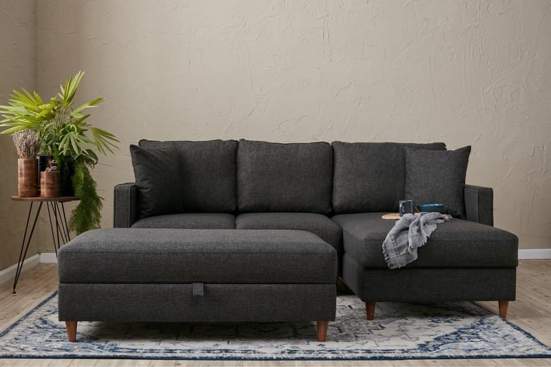 Braneles Sofa med Chaiselong 4-personers - Antracit - Møbler - Sofaer - Sofa med chaiselong