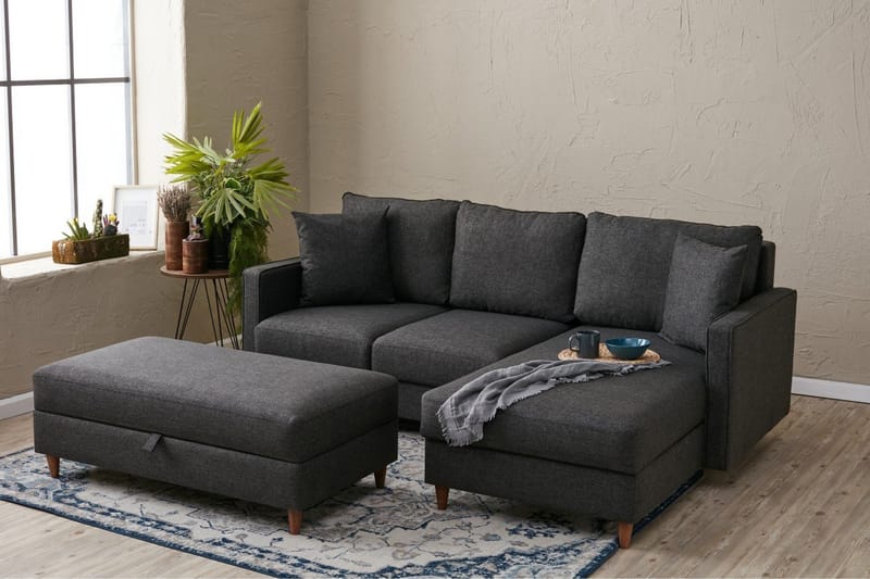 Braneles Sofa med Chaiselong 4-personers - Antracit - Møbler - Sofaer - Sofa med chaiselong