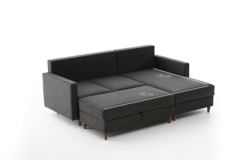 Braneles Sofa med Chaiselong 4-personers - Antracit - Møbler - Sofaer - Sofa med chaiselong