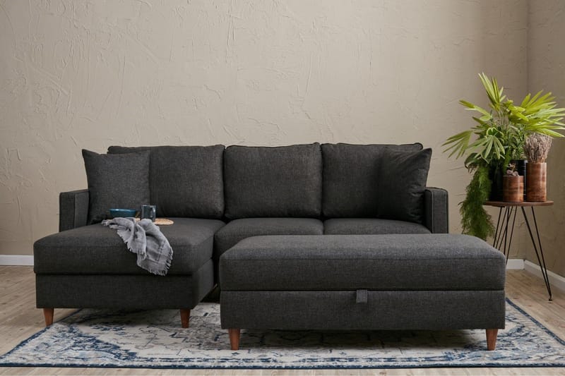 Braneles Sofa med Chaiselong 4-personers - Antracit - Møbler - Sofaer - Sofa med chaiselong